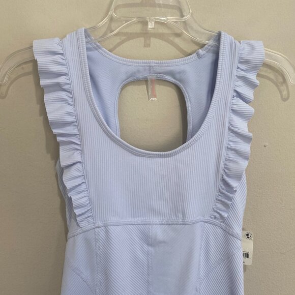 NEW Free People FP Movement Ruffle Me Up Shortsie Romper Halogen Blue XS - Picture 5 of 13